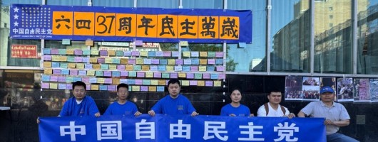 组图:中国自由民主党举办【六四】37周年纪念活动——“言论自由墙”亮相纽约法拉盛