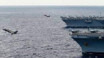 朝鲜半岛局势紧张之时美国航母作战群抵达附近外海