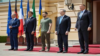 基輔空襲警報迎法德義領袖 馬克宏批俄軍野蠻暴行