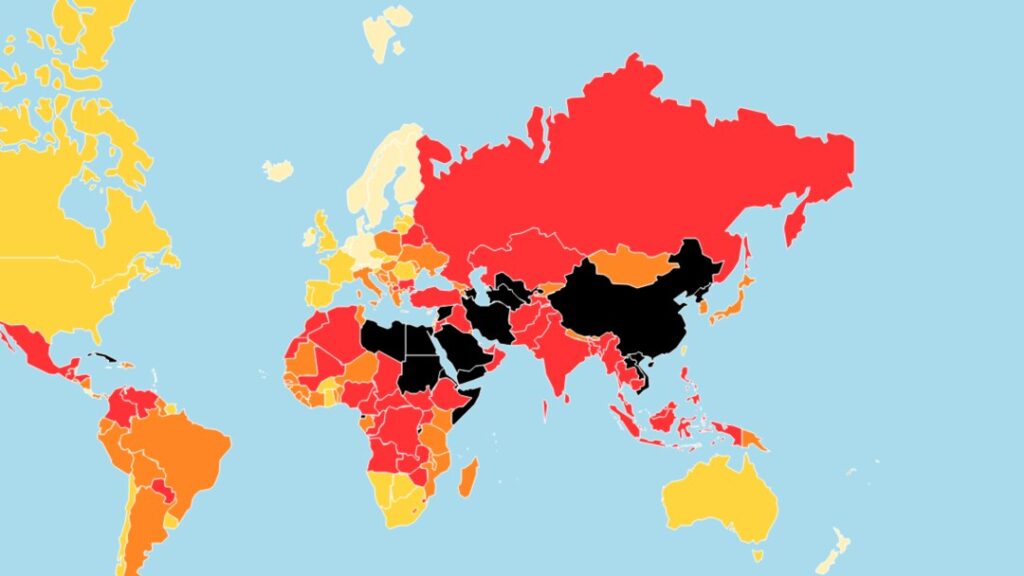 新闻自由中国倒数第三 121人被拘押